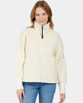 DIDRIKSONS Damen Teddy-Fleecejacke MELLA White Foam mit Reißverschluss