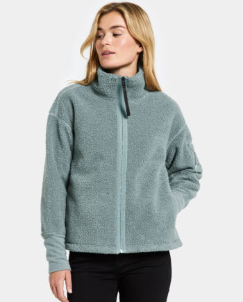 DIDRIKSONS Damen Teddy-Fleecejacke MELLA Factory Blue mit Reißverschluss