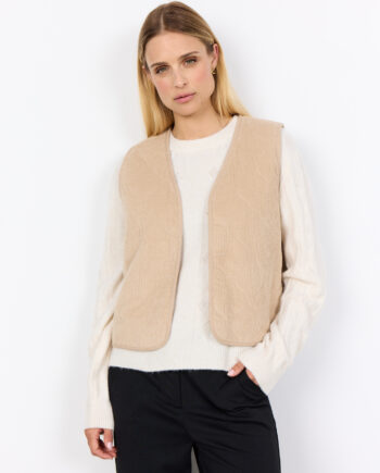 SOYACONCEPT Damen Weste Bindi beige mit Struktur und kuscheligem Futter