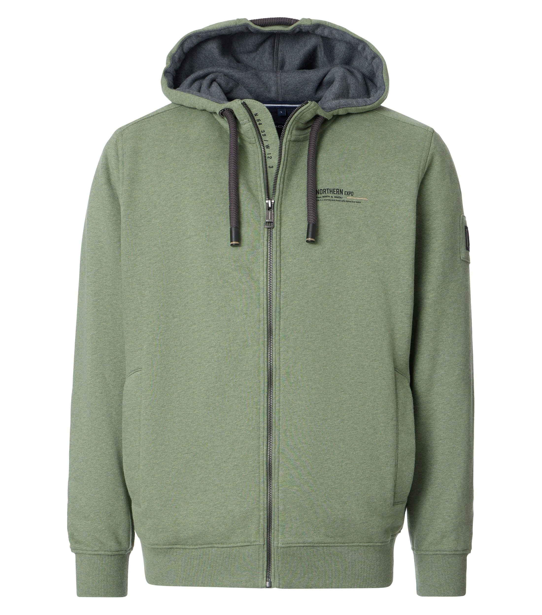 CASAMODA Herren Kapuzensweatjacke aus Baumwolle in Grün oder Anthrazit