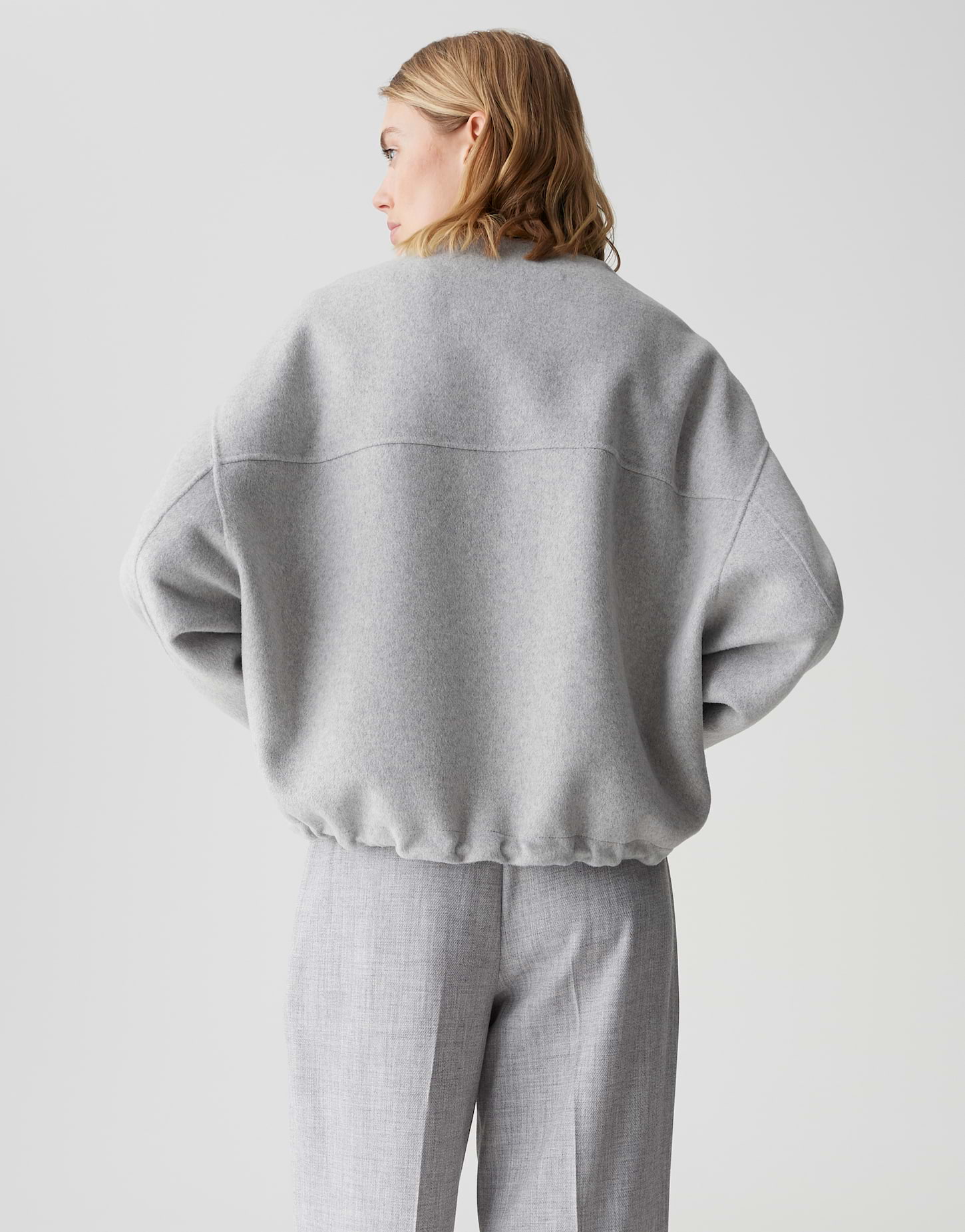 OPUS Damen Woll-Kapuzenjacke HIKONA in hazy fog melange grau