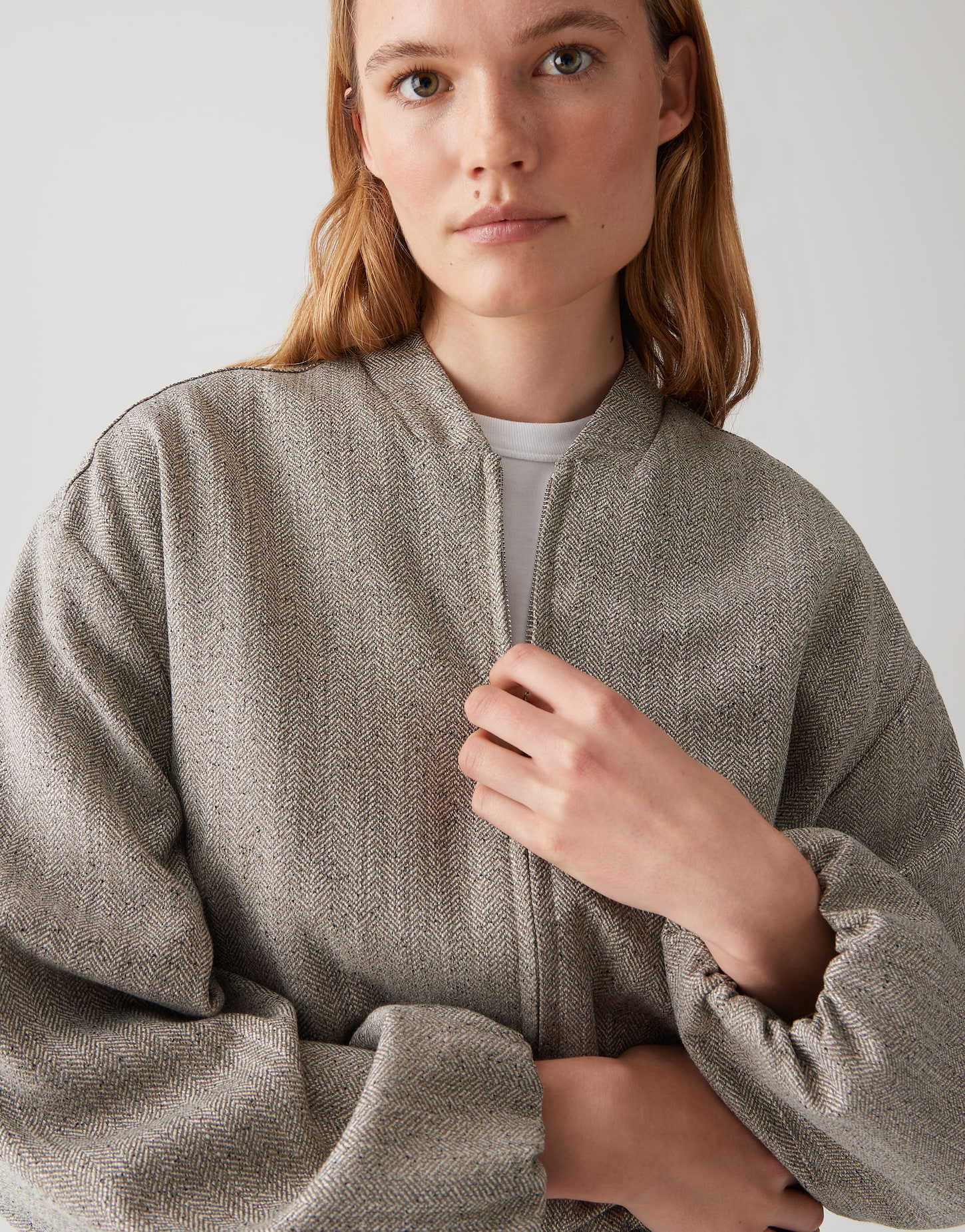 OPUS Damen Blouson JALEA HERRINGBONE in macadamia beige