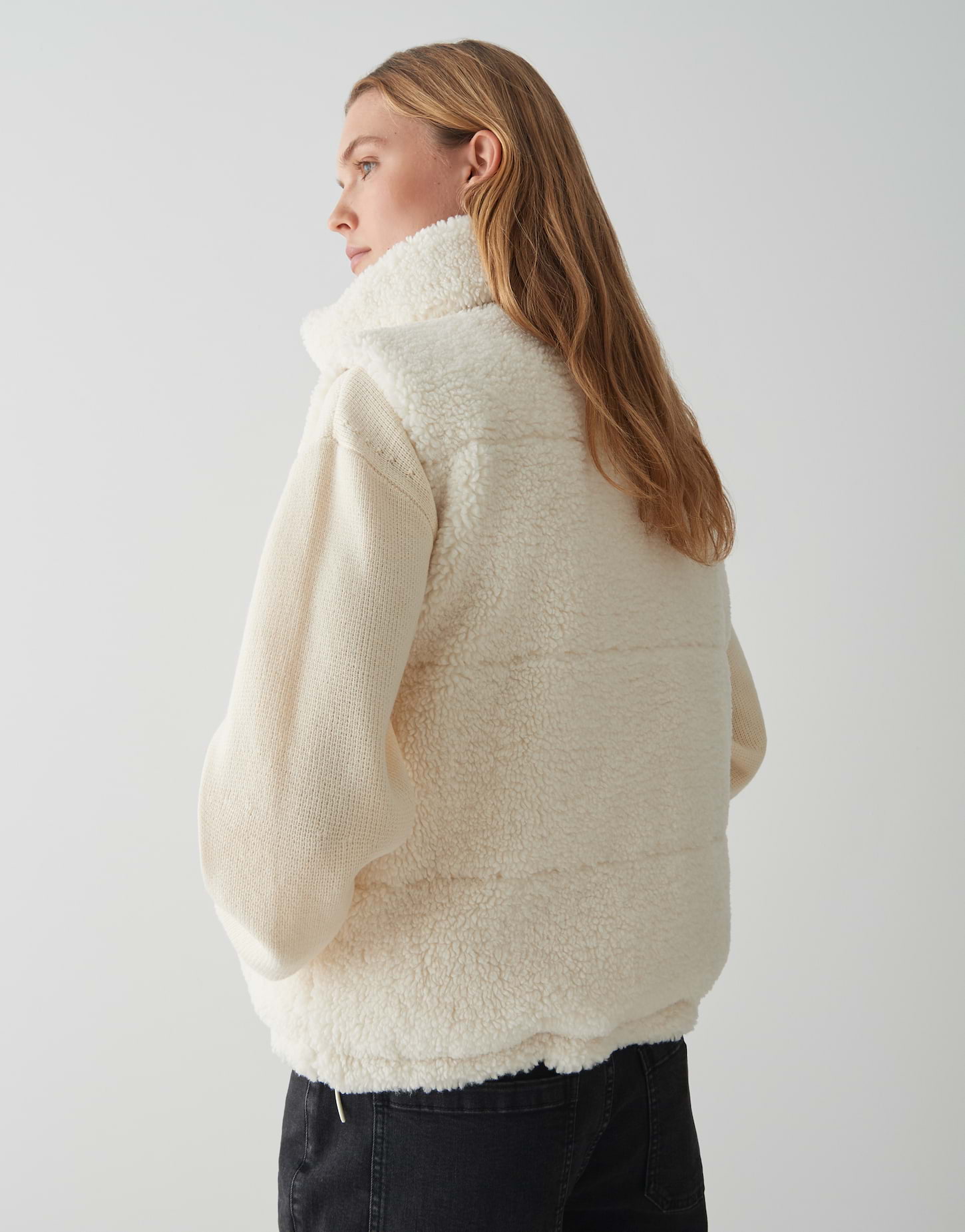 OPUS Damen Weste Wendera offwhite wendbar mit Teddyfell & Stehkragen