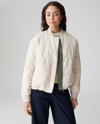 OPUS Damen Wendejacke Hailinu offwhite und schwarz mit Blousonkragen