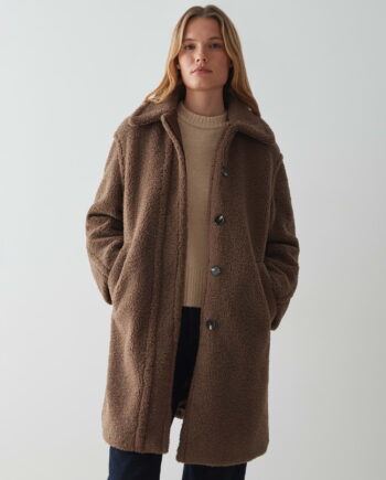 OPUS Damen Teddymantel Heddy cocoa braun mit Umlegekragen