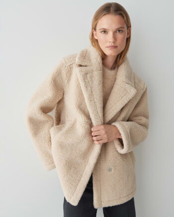 OPUS Damen Wendejacke Henola Teddyfell & Lederoptik in macadamia beige