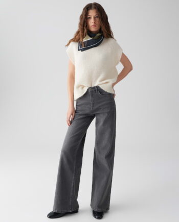 OPUS Damen Jeans MINAH PALAZZO Mid Steel Grey mit weitem Bein und Mid Rise