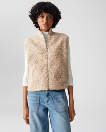 OPUS Damen Sweatweste GULUNI in Bouclé-Optik macadamia beige