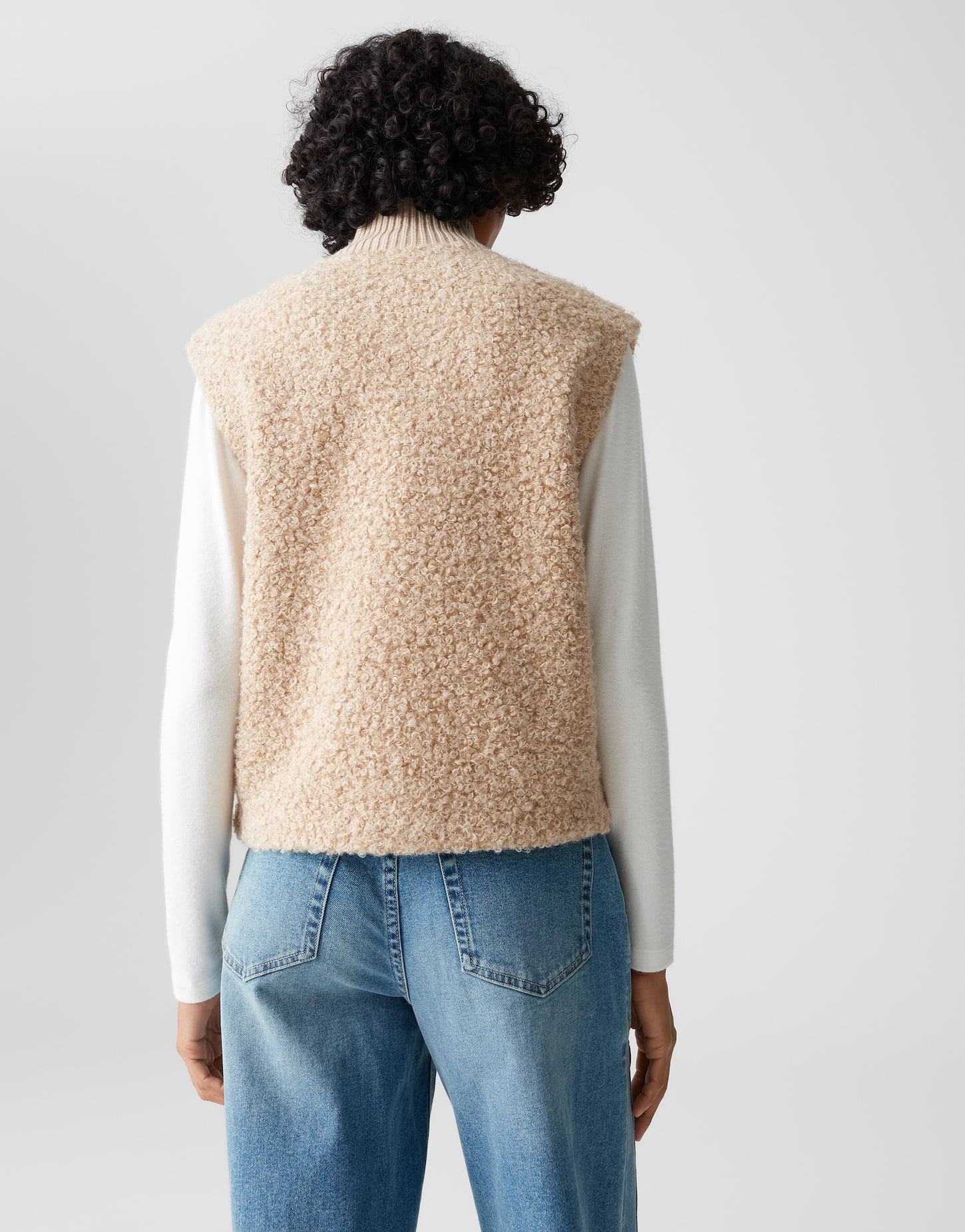 OPUS Damen Sweatweste GULUNI in Bouclé-Optik macadamia beige