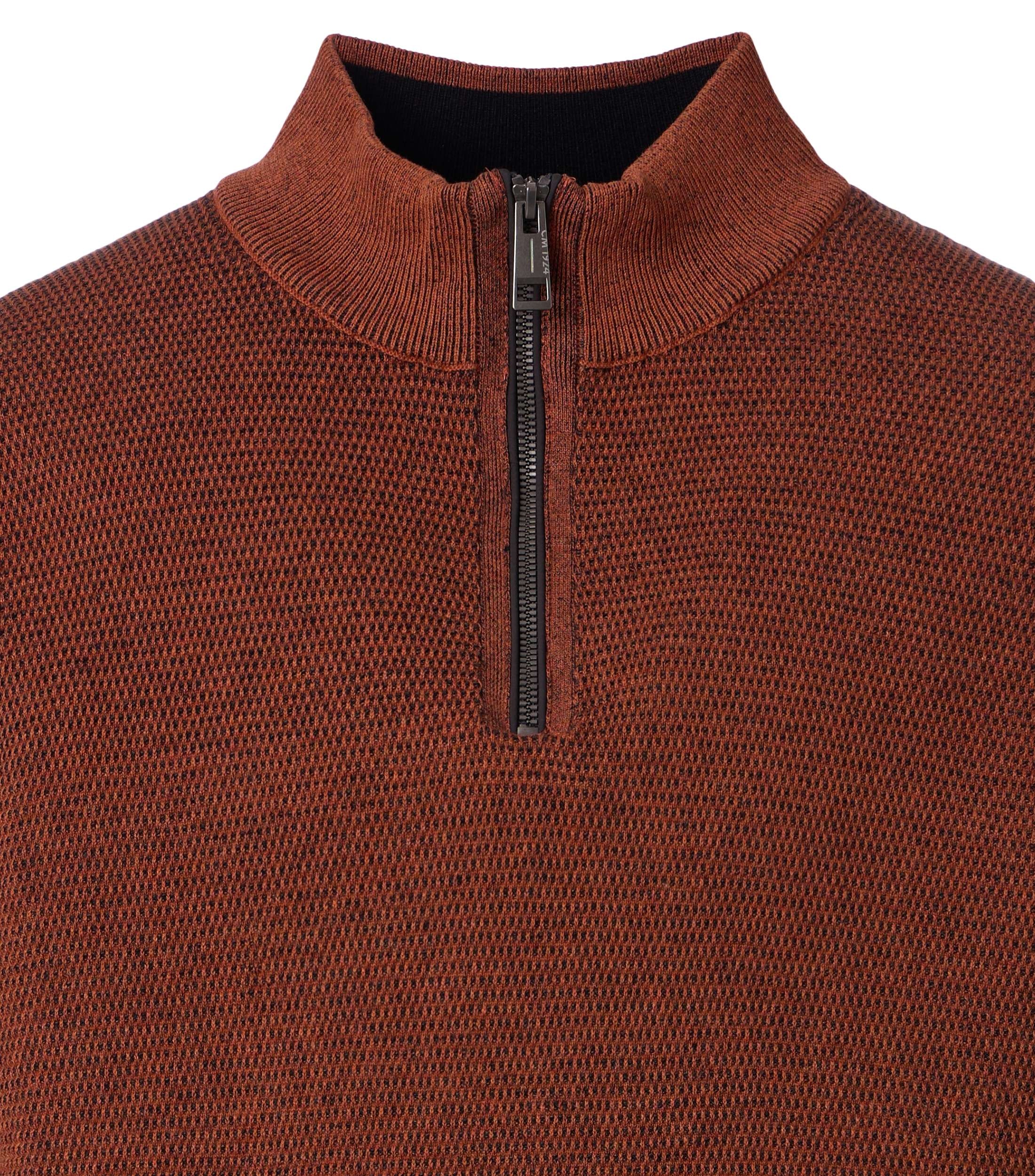 CASAMODA Herren Troyer-Pullover aus leichter Baumwolle mit Zipper-Kragen