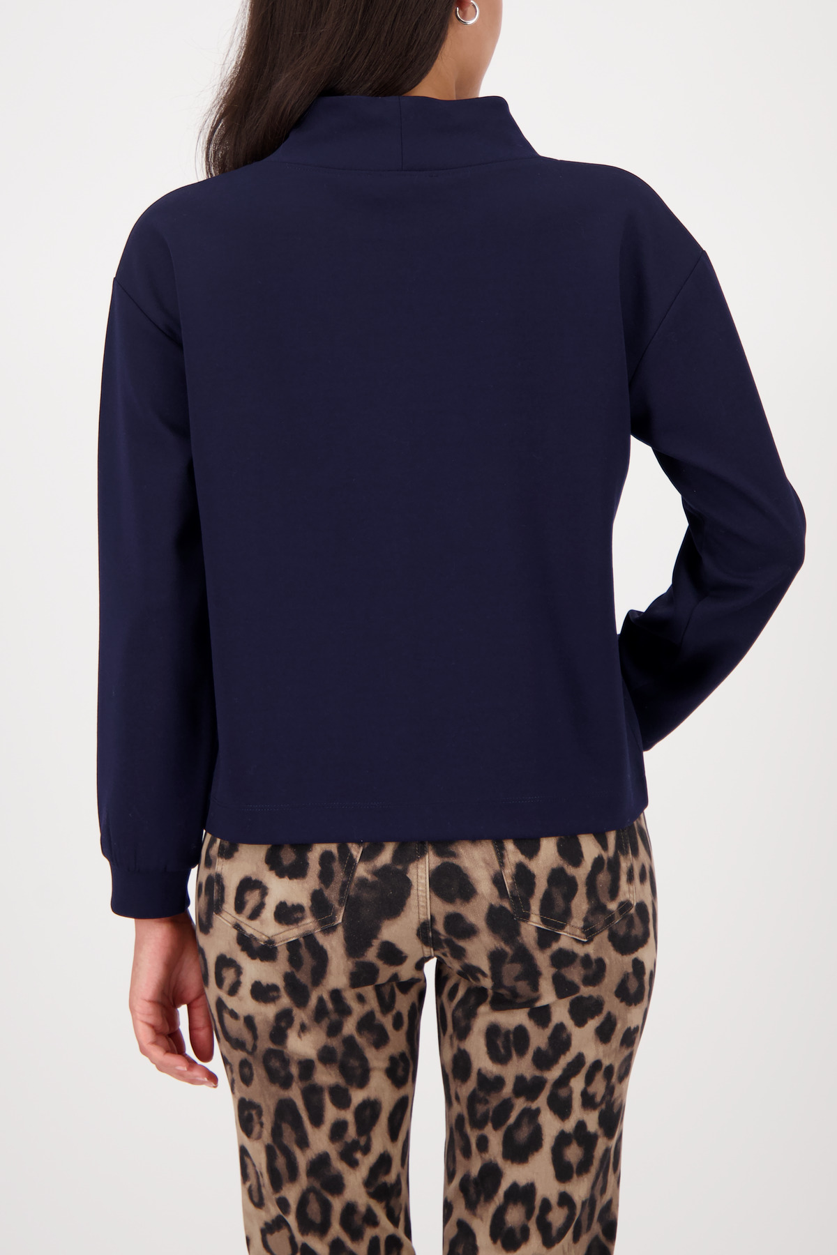 MONARI Damen Sweatshirt mit Strass und Logo Dunkelblau