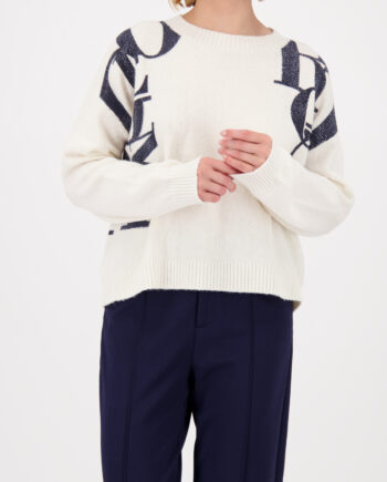 MONARI Damen Pullover natur offwhite mit Buchstaben-Aufdruck