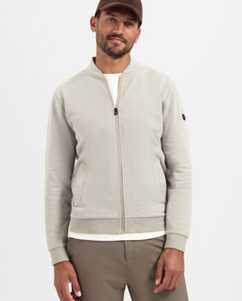 NO EXCESS Herren Sweatjacke natur-beige mit Bomberkragen