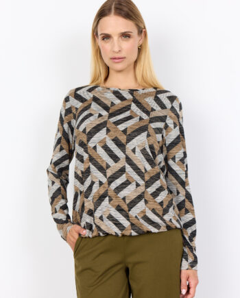 SOYACONCEPT Damen Bluse GALINA mit geometrischem Print in Beige