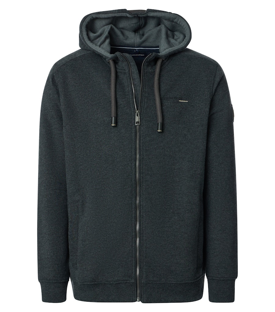 CASAMODA Herren Kapuzensweatjacke aus Baumwolle in Grün oder Anthrazit