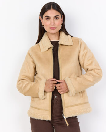 SOYACONCEPT Damen Jacke SC-SAM 1 mit Teddykragen in Beige