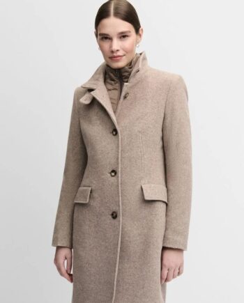 CINQUE Damen Wollmantel CIASTRELLA mit Stehkragen und Knopfleiste Beige