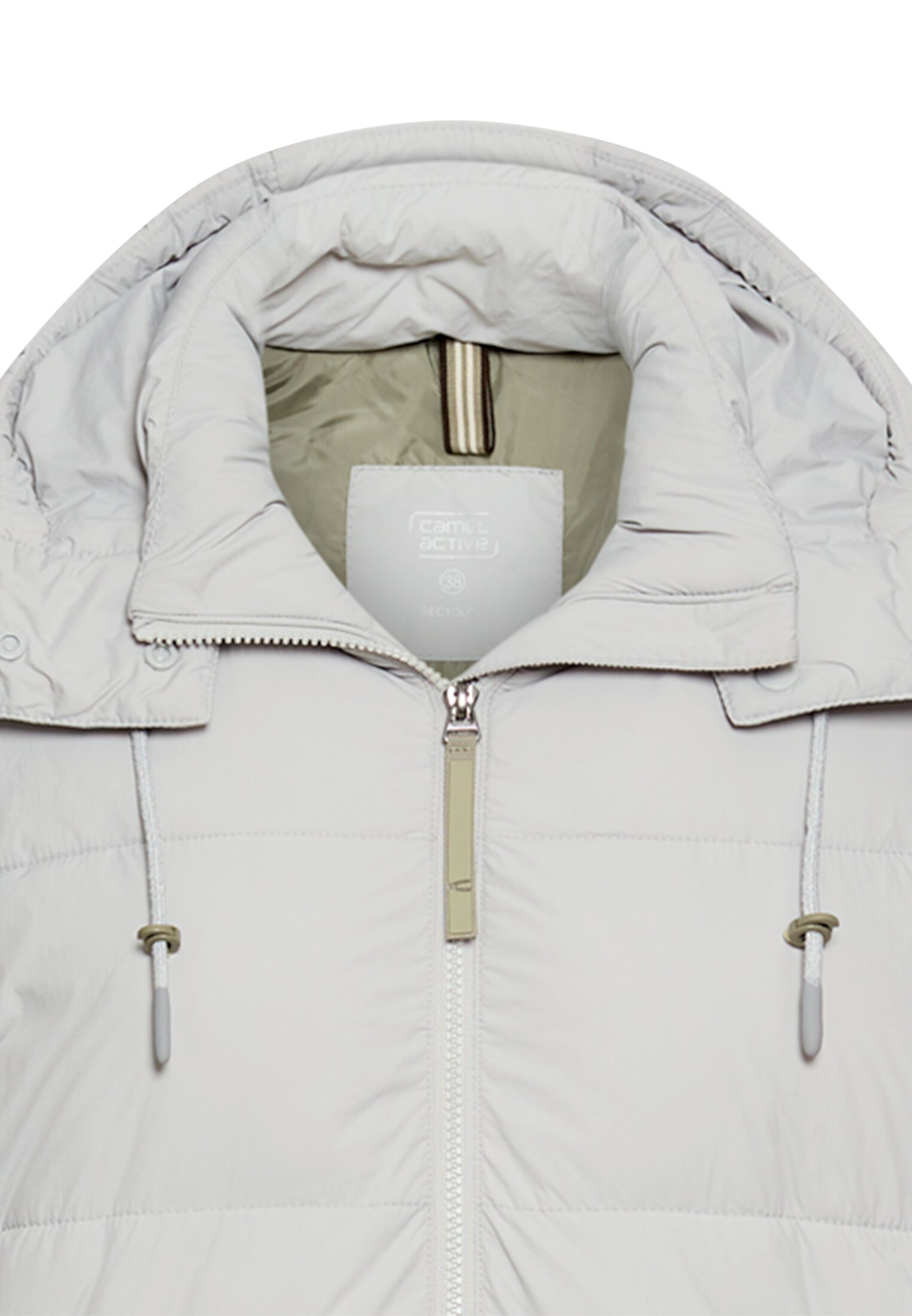 CAMEL ACTIVE Damen langer Steppmantel wasserabweisend mit Kapuze Offwhite
