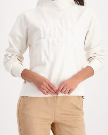 MONARI Damen Sweatshirt mit Fellapplikationen in almond beige