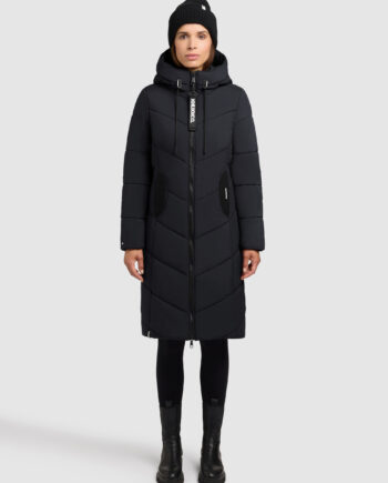 KHUJO Damen Steppmantel ARIBAY 6 mit Kapuze & Strickdetails – Port Blue