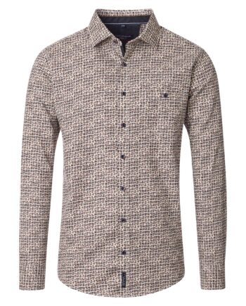 CASAMODA Herren Freizeithemd Casual Fit mit Print in Beige-Orange