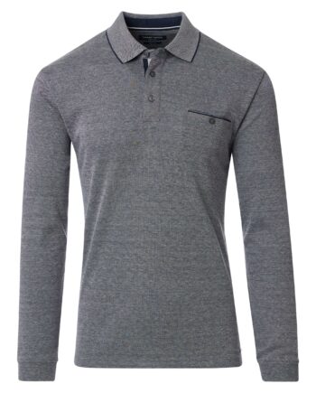 CASAMODA Herren Poloshirt Langarm Strukturjersey Baumwolle