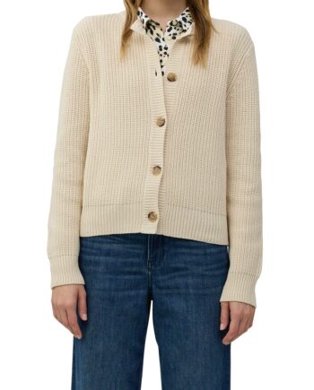 S.OLIVER Damen Cardigan dunkelblau oder beige aus Baumwollmix mit Knopfleiste