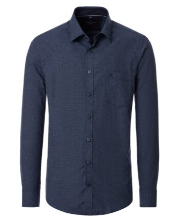 CASAMODA Herren Flanellhemd dunkelblau mit Kentkragen und Brusttasche