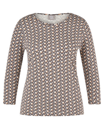 RABE Damen Shirt grau-beige mit grafischem Print und 3/4-Ärmeln
