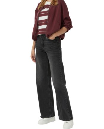 S.OLIVER Damen Wide-Leg Jeans SURI in Darkgrey – Regular Fit, Mid Rise