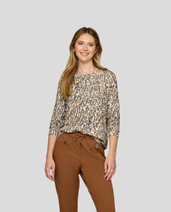 RABE Damen Shirt mit Leo-Print in Grau-Camel – bequem & stilvoll