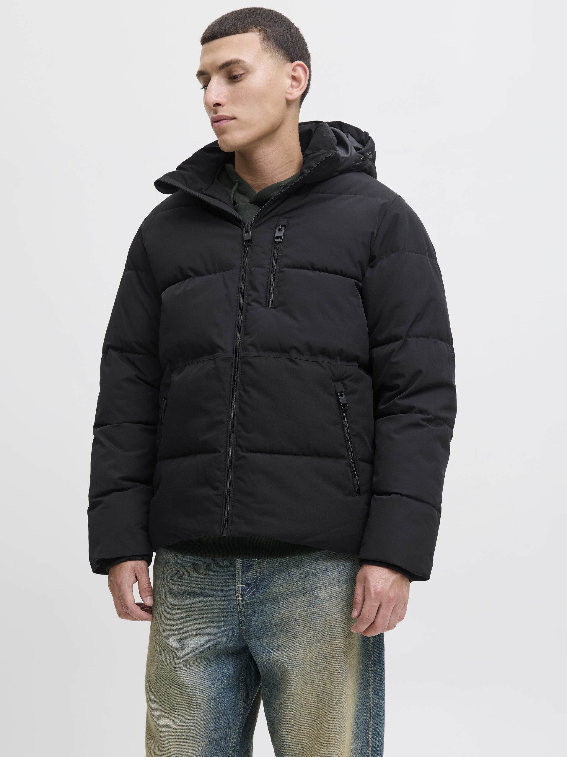 JACK & JONES Herren Steppjacke JJEOWEN PUFFER SN – schwarz & dunkelblau