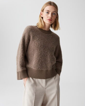 OPUS Damen Pullover PENNAN – Hazy Fog Melange Grey & Cocoa Braun