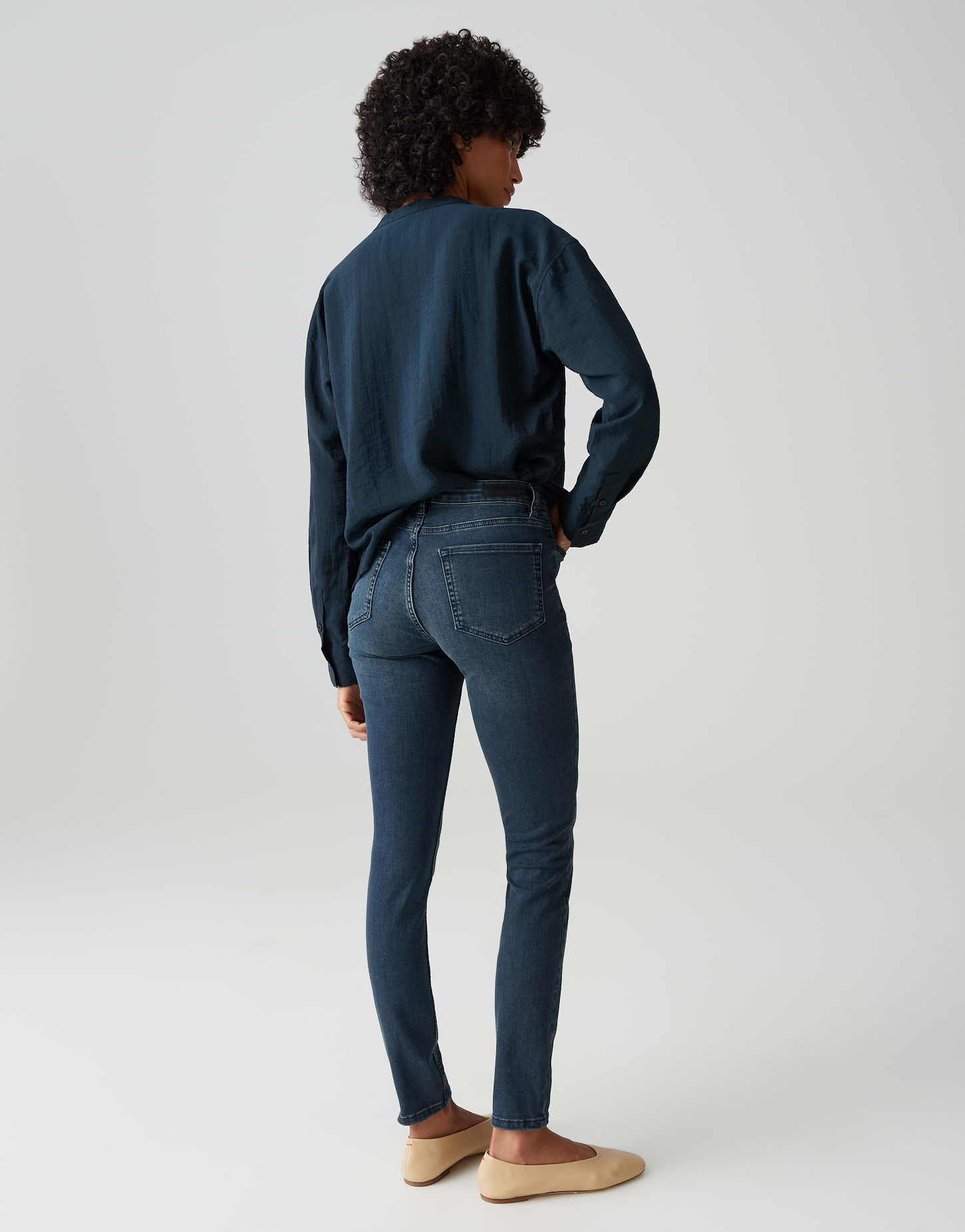 OPUS Damen Slim-Fit Jeans ELMA BLUE BLACK – Dunkelblau