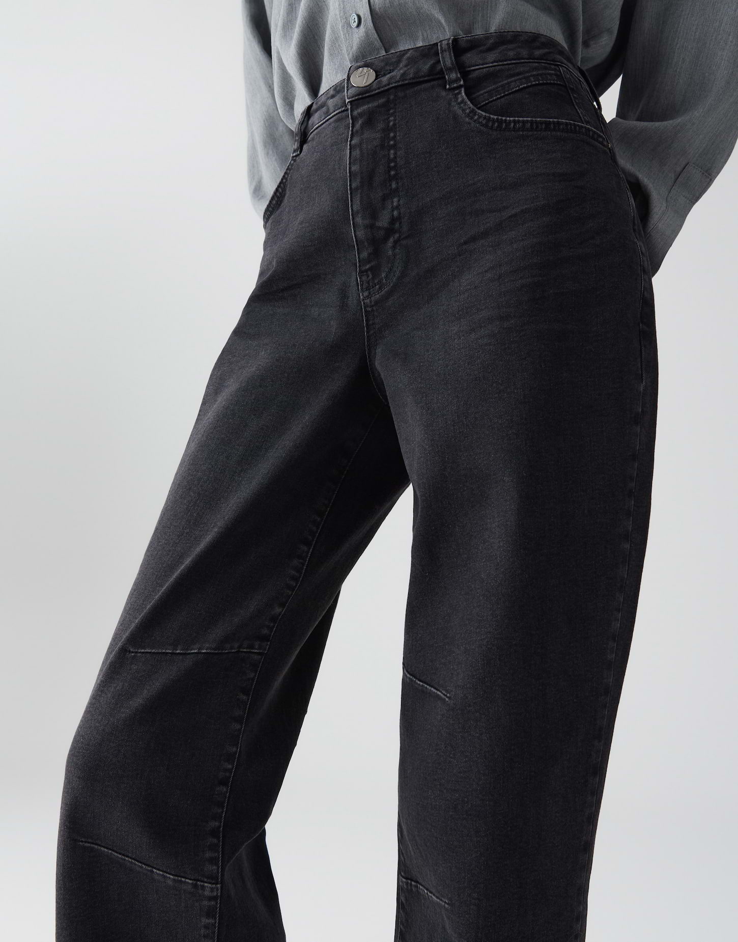 OPUS Damen Jeans LISSY CITY in dark coal grey – Ankle Fit mit Used-Effekten