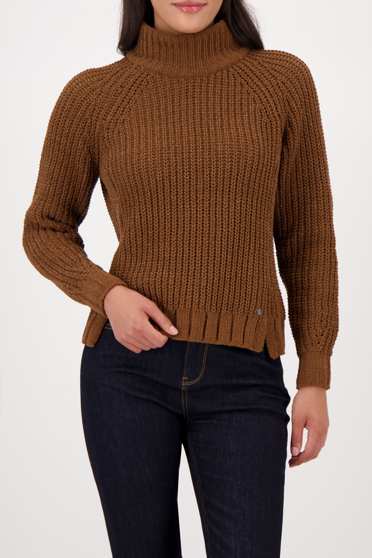 MONARI Damen Rollkragen-Pullover mit Perlfangmuster aus Chenille