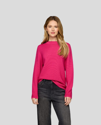 RABE Damen Pullover in Violett mit Rippenstrick und Rundhalsausschnitt