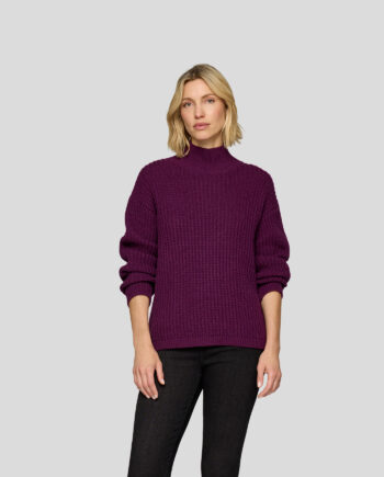 RABE Damen Stehkragen-Pullover in Violett mit Rippenstruktur
