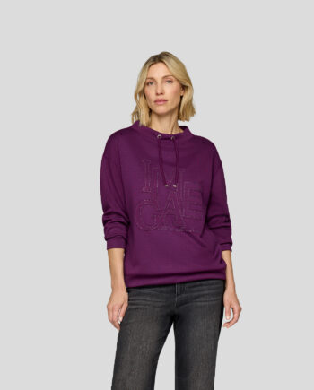 RABE Damen Sweatshirt in Lila mit Stehkragen und dekorativen Buchstaben