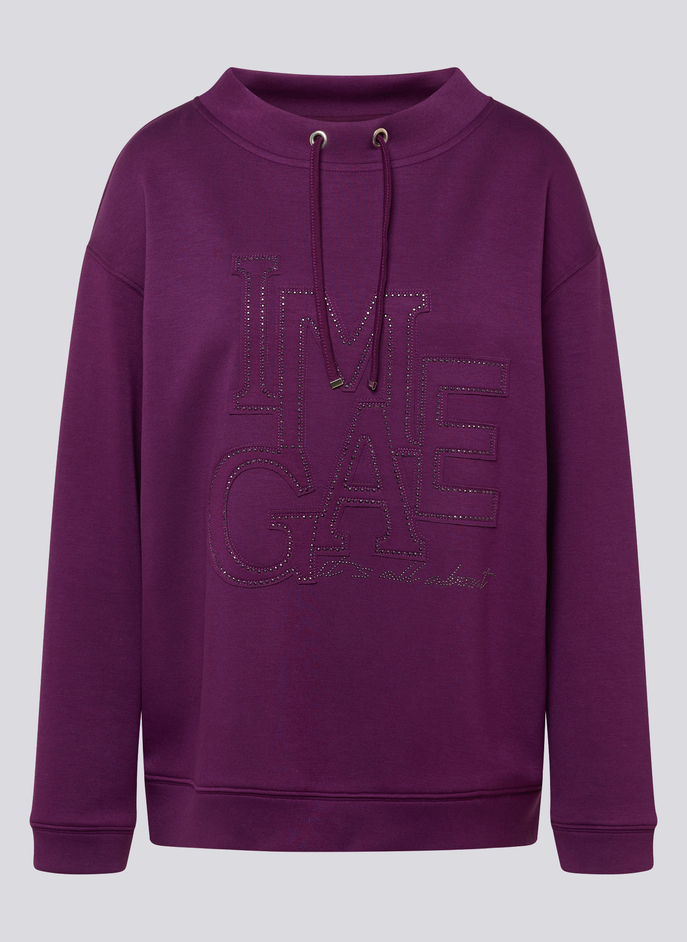RABE Damen Sweatshirt in Lila mit Stehkragen und dekorativen Buchstaben