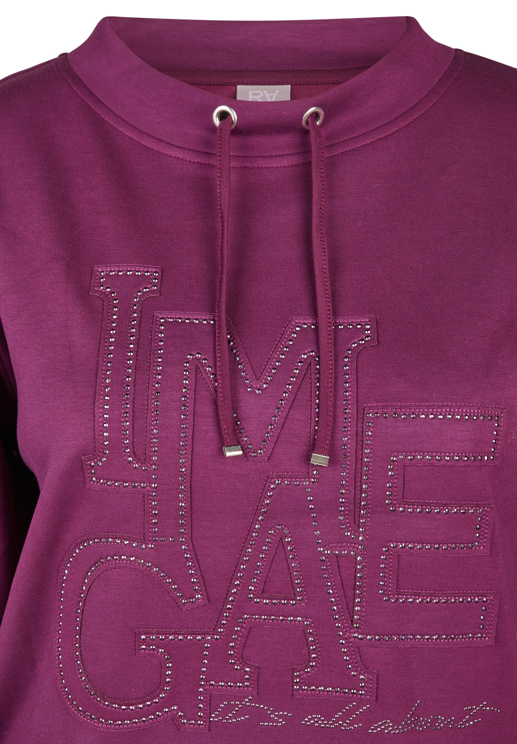 RABE Damen Sweatshirt in Lila mit Stehkragen und dekorativen Buchstaben