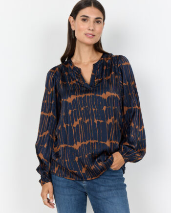 SOYACONCEPT Damenbluse SC-ARLETTE – dunkelblau mit abstraktem Print