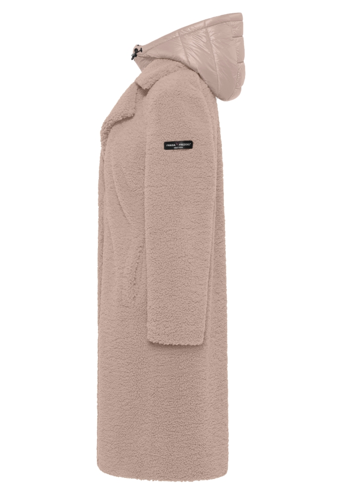 FRIEDA & FREDDIES Fake-Fur Mantel Gine 2 – caramel-beige, Kapuze