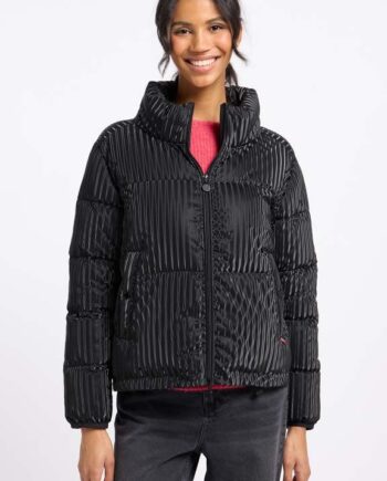 FRIEDA & FREDDIES Steppjacke – schwarz, glänzend, tailliert