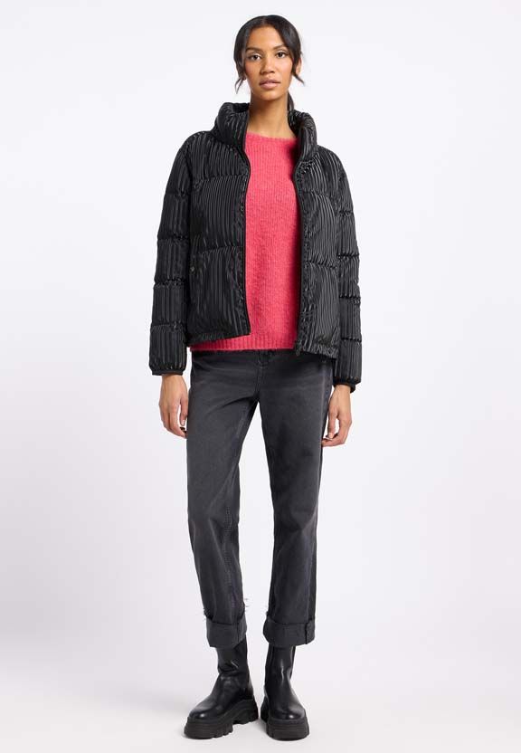 FRIEDA & FREDDIES Steppjacke – schwarz, glänzend, tailliert