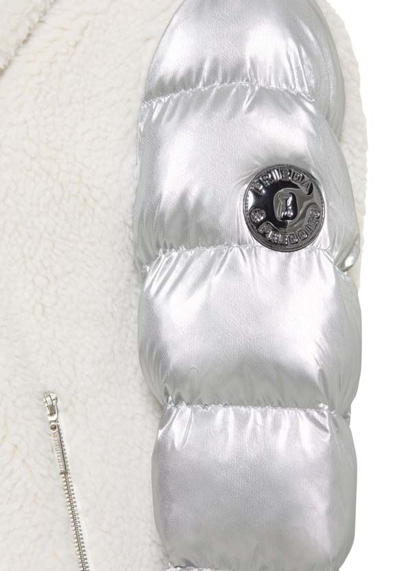 FRIEDA & FREDDIES Fake-Fur Steppjacke beige – Materialmix & hoher Kragen