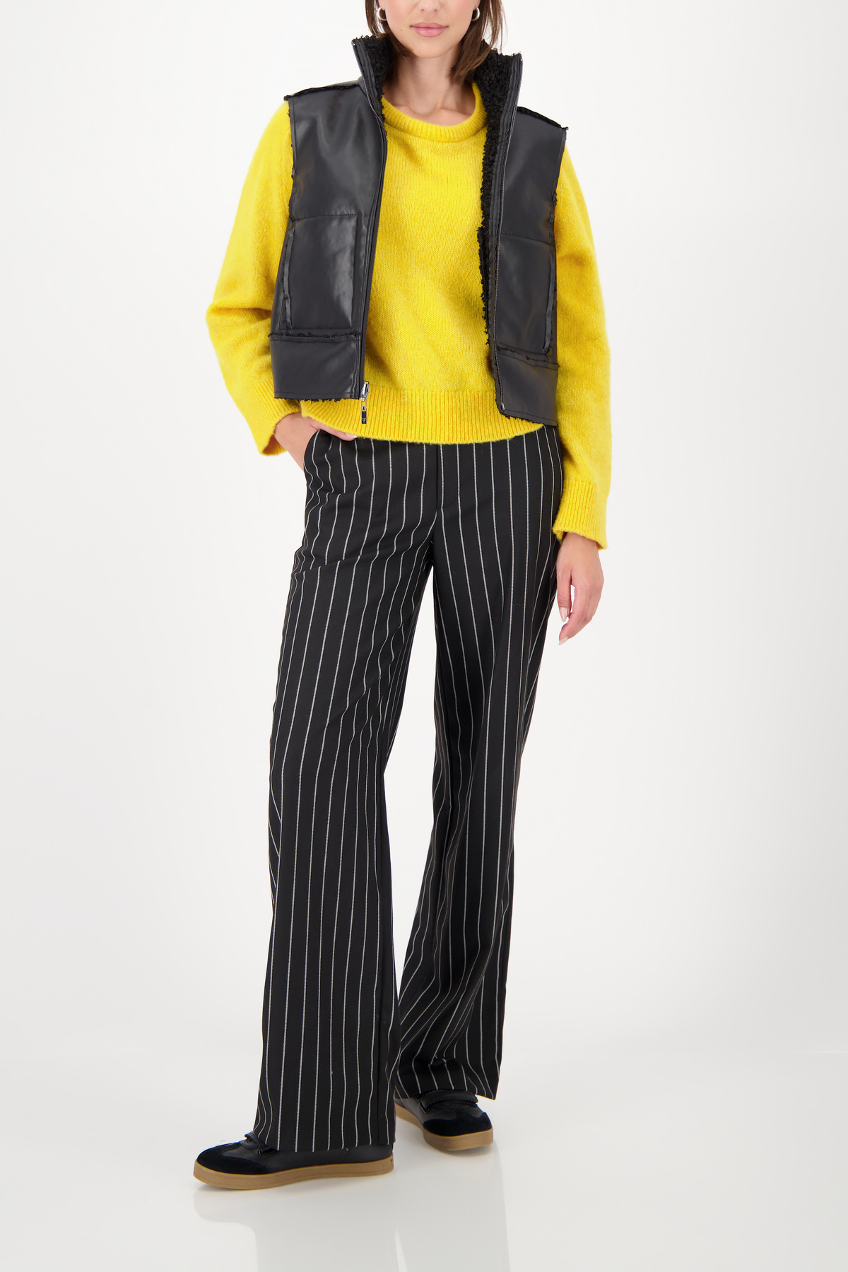 MONARI Damen Strickpullover Gelb aus Wolle mit Rundhals