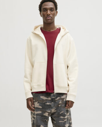 JACK & JONES Herren Sweatjacke JORBEDFORD SWEAT ZIP HOOD – Offwhite oder Dunkelgrün