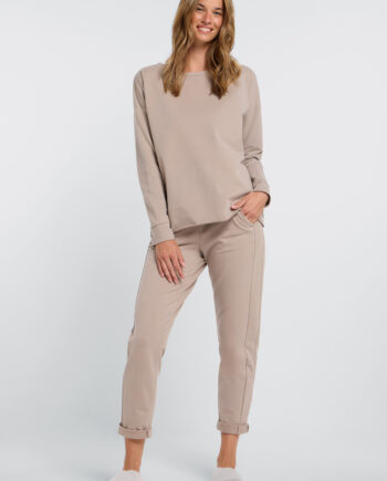 ELBSAND Damen Sweathose BRINJA – Dunkelgrau oder Beige (7/8 Länge)