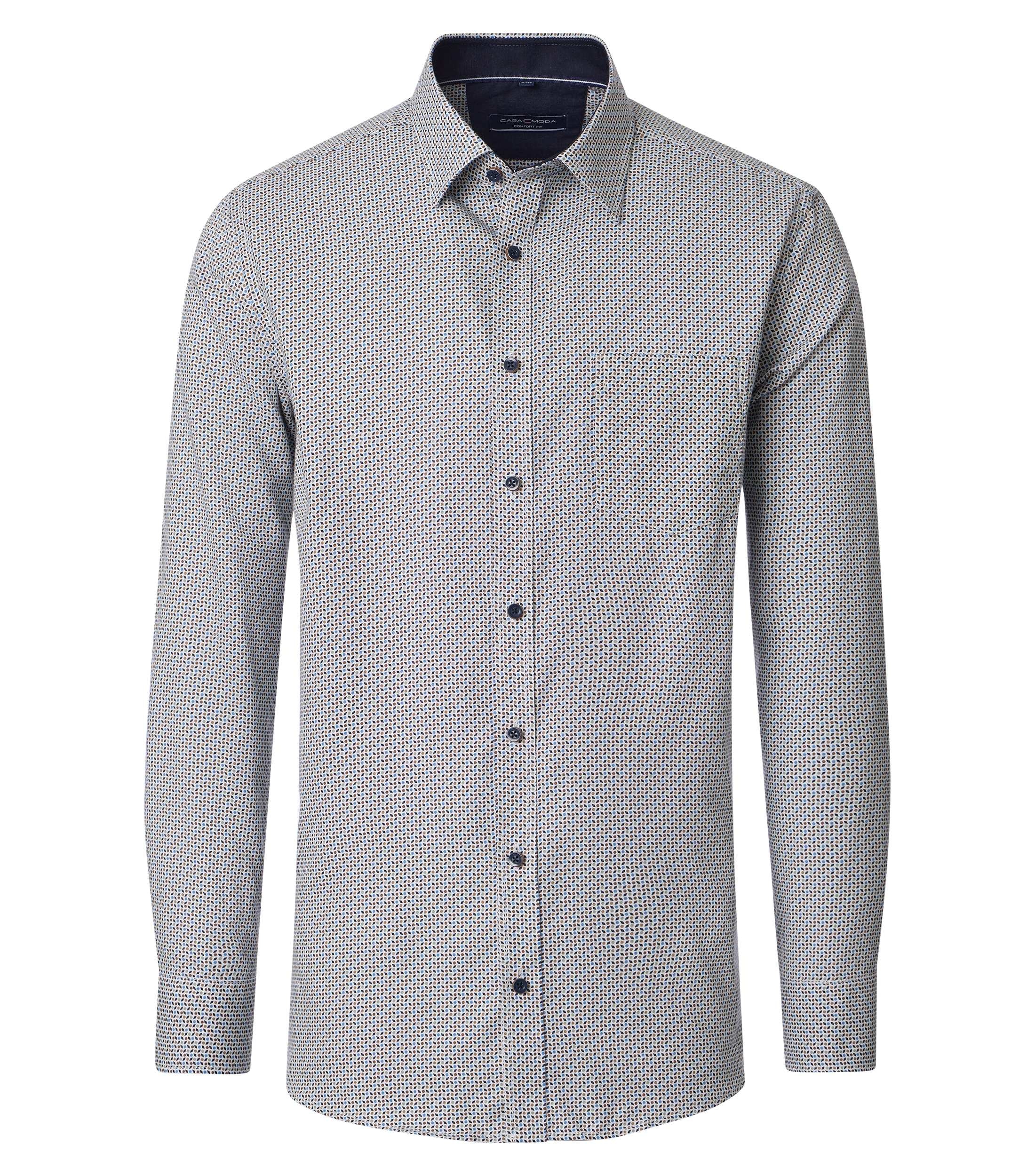 CASAMODA Herren Freizeithemd – Grün (Comfort Fit, grafischer Print)